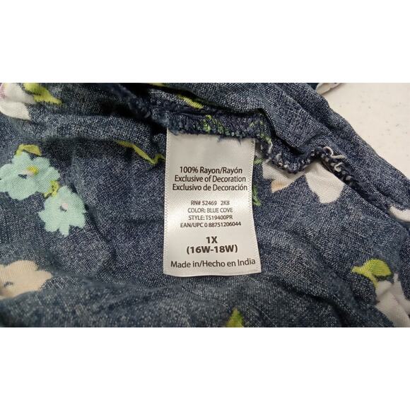 Terra & Sky Top Blouse Womens Plus 1X Blue - Picture 5 of 7